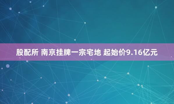 股配所 南京挂牌一宗宅地 起始价9.16亿元