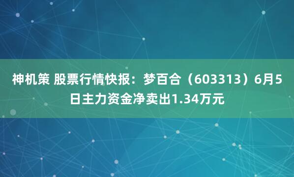 神机策 股票行情快报：梦百合（603313）6月5日主力资金净卖出1.34万元