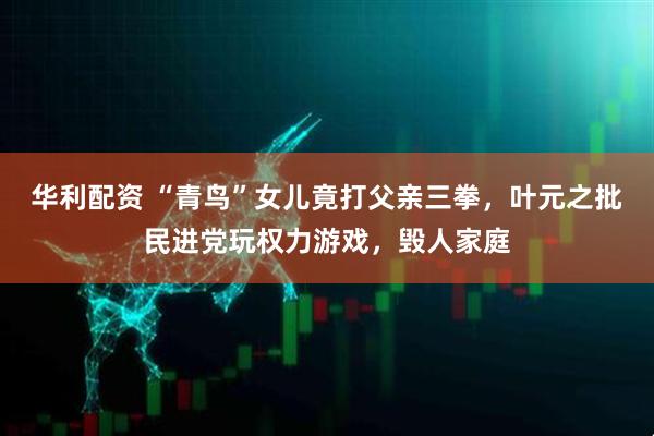 华利配资 “青鸟”女儿竟打父亲三拳，叶元之批民进党玩权力游戏，毁人家庭