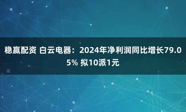 稳赢配资 白云电器：2024年净利润同比增长79.05% 拟10派1元